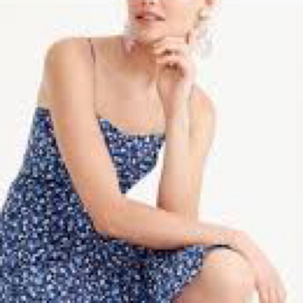 J Crew blue and white spaghetti strips summer dress with lining size 16.
